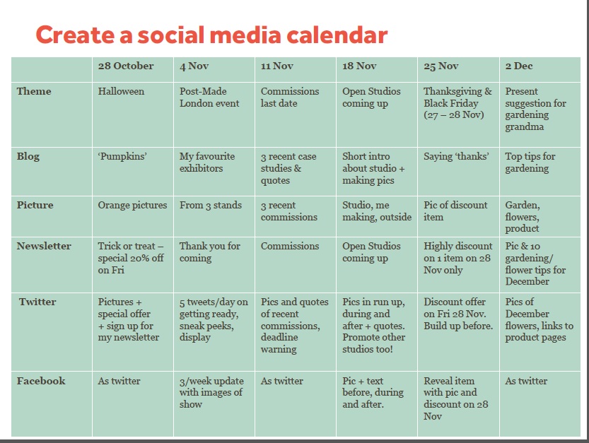 The 12 Top Tips Of Christmas By The Design Trust Etsy Uk Blog Social Media Posting Schedule Template